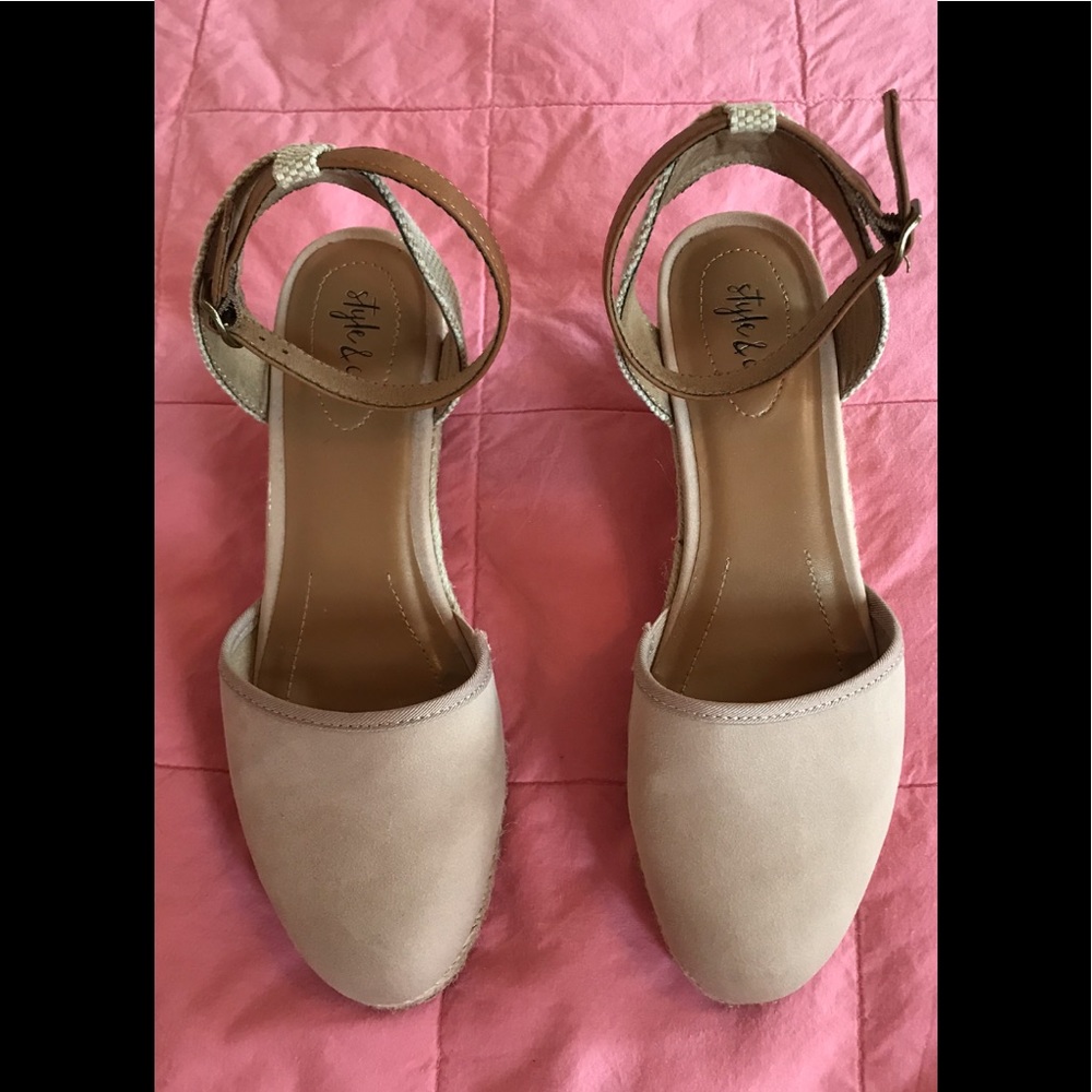 Style & Co. Beige Suede Wedges